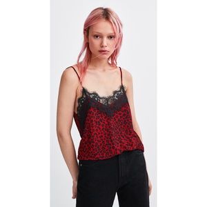 NWT Zara Trafaluc Collection Leopard Cami with Lace